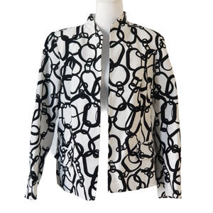 Investments Black And White open front Coat, 2 fake pockets - Size 14